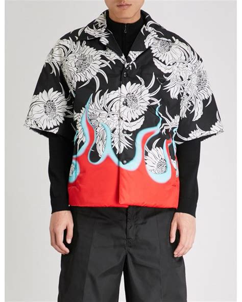 prada flame printed shirt|Prada nylon shirt men.